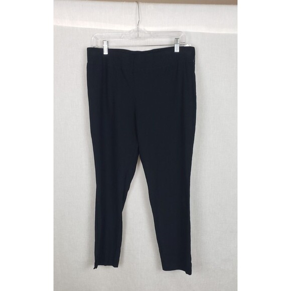 EILEEN FISHER Black Stretch Washable Crepe Knit Ankle Pants Elastic Waist L USA - Picture 3 of 5